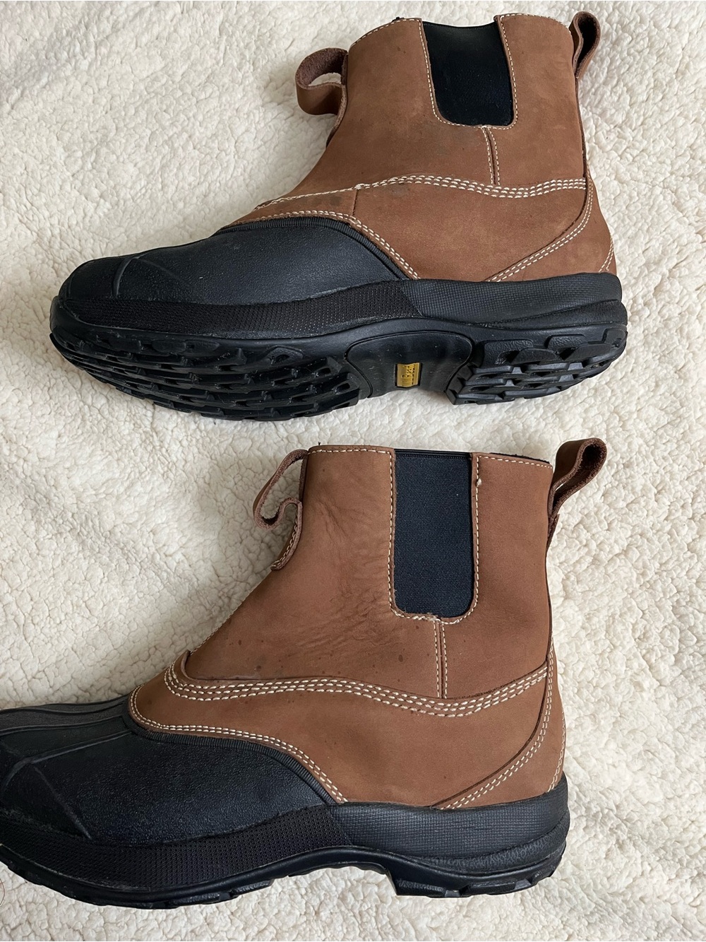 L.L. Bean Brown Leather and Black Rubber Men's Rain & Snow Boots - Picture 3 of 7